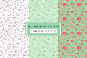 islamische Muster dünne Linie Symbole auf weißem Hintergrund Ramadan-Design vektor
