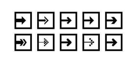 uppsättning av svarta pil illustration ikoner i form av en fyrkant. vektor