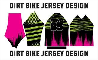 sublimering dirt bike jersey designillustration. jerseymall fram, bak, krage och ärmar vektor