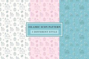 islamiska mönster tunn linje ikoner på vit bakgrund ramadan design vektor
