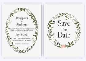 Bröllopinbjudan, inbjudan, spara datumkortdesignen med elegant lavendel trädgårdsanemon. vektor