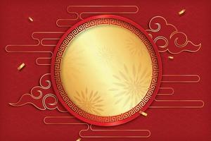 chinesischer neujahrshintergrund mit orientalischer dekoration und kreisrahmen in der mitte vektor