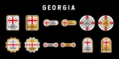 hergestellt in georgia etikett, stempel, abzeichen oder logo. mit der Nationalflagge von Georgia. auf Platin-, Gold- und Silberfarben. Premium- und Luxus-Emblem vektor