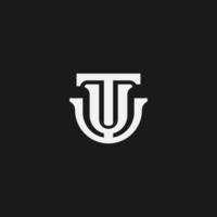 initial ut tu ut monogram logotyp mall vektorillustration isolerade i svart vit bakgrund vektor