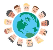 Menschen Cartoon auf der ganzen Welt Hintergrund Vektor
