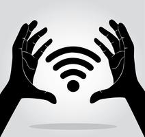 händer som håller Wifi ikon symbol vektor