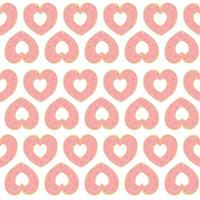 Donut nahtloses Muster. herzförmiger donut der niedlichen rosa karikatur. hintergrund für valentinstaggrußkarten, partyeinladungen, poster und drucke. vektor