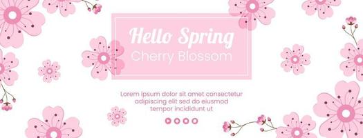 vår med blomning sakura blommor omslagsmall platt illustration redigerbar av kvadratisk bakgrund för sociala medier eller gratulationskort vektor