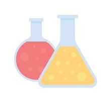 kemiska bägare med flytande semi platt färg vektor objekt