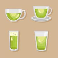 fyra grönt te ikoner vektor