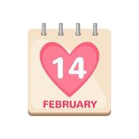 kalenderikonen 14 februari alla hjärtans dag isolerad på vit bakgrund. kärlek koncept. vektor illustration.