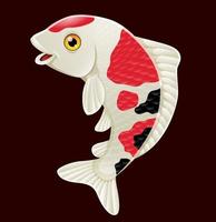 Cartoon niedliche Koi-Fische auf rotem Hintergrund vektor