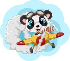 kleiner panda der karikatur, der ein flugzeug betreibt vektor
