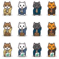 vektor illustration av söta katter med affärsman kostym.