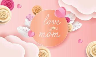 Happy Mother's Day Greetings Design liebe dich Mama Hintergrund im Frühling vektor