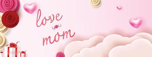 Happy Mother's Day Greetings Design liebe dich Mama Hintergrund im Frühling vektor