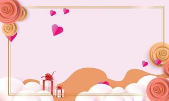 valentine hintergründe herz rot himmel rosa rahmen banner design konzept poster karte vektor