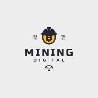 Bitcoin-Mining-Logo-Design-Vektor-Symbol-Illustration vektor