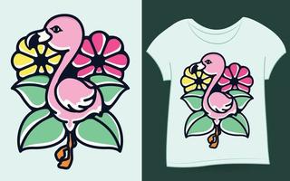 flamingo alte schulartillustration für t-shirt vektor