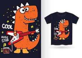 hand gezeichnete dino-illustration für t-shirt vektor