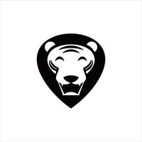 platt djur logotyp rolig lejonhuvud vektor