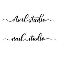 Nagelstudio. Vektorkalligraphische Inschrift mit glatten Linien für die Namen und Logos von Firmen, Etiketten und Designgeschäften, Schönheitssalons, Friseuren und Ihrem Unternehmen. vektor