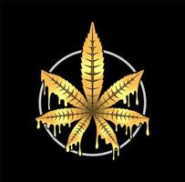 Gold-Cannabis-Marihuana-Blatt-Designillustration vektor