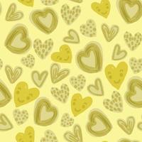Nahtloser Valentinstagmusterhintergrund mit gemischtem gelbem Herzen und Lächelngesicht, Valentinskarte vektor