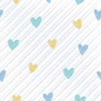 Nahtloses Valentinstagmuster auf blauem Streifenhintergrund mit Herz, Valentinskarte vektor