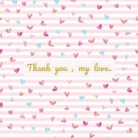 Nahtloses Valentinsmuster auf Streifenhintergrund mit Herz und Wörtern, Dankeskarte für meine Liebe vektor