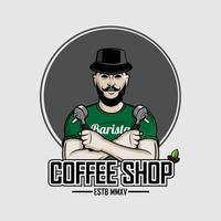 barista illustration med grå bakgrund vektor