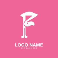 Logo Buchstabe f Flamingo minimalistisch Symbol Vektor Symbol flache Bauweise