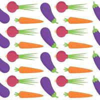 Vektorillustration des ewigen Musters von Karotten und Auberginen. vektor