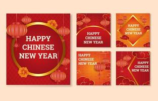 kinesiskt nyår inlägg i sociala medier vektor