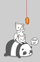 Panda und 2 Katzen fangen Münzen. vektor