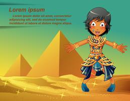 Egyptier karaktär på pyramiderna bakgrund. vektor