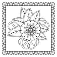 Mehndi-Blume für Henna, Mehndi, Tätowierung, Dekoration. dekoratives Ornament im ethnisch-orientalischen Stil, Doodle-Ornament, Umrisshand zeichnen. Malbuchseite. vektor