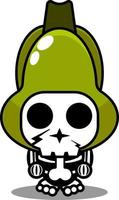 Vektor Zeichentrickfigur Maskottchen Kostüm menschlicher Schädel Gemüse süßer Chayote