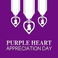 Purple Heart Wertschätzung Tag Vektor lllustration