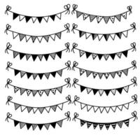 frihand handritade bunting flaggor och dekorationer set pack. premium vektor. vektor