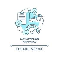 konsumtionsanalys turkos konceptikon. smarta rutnät möjligheter abstrakt idé tunn linje illustration. isolerade konturritning. redigerbar linje. roboto-medium, otaliga pro-bold typsnitt som används vektor