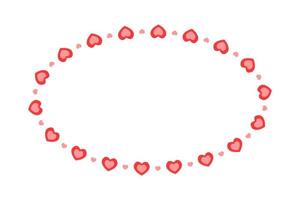 ovaler Rahmen mit Herzen. einfache vorlage für valentinstagkarte, hochzeitseinladung, foto, bild, banner vektor