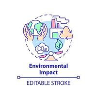 Symbol für das Konzept der Umweltauswirkungen. Social Entrepreneurship abstrakte Idee dünne Linie Illustration. Wirtschaft beeinflusst Klima und Ökologie. Vektor isolierte Umrissfarbe Zeichnung. editierbarer Strich