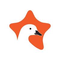 Tiervogel Gans oder Ente im Sternsilhouette-Logo-Design vektor