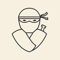Linien Ninja-Kopf mit Maske einfache Logo-Design-Vektorsymbol-Symbolillustration vektor