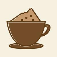 kaffe eller choklad kopp med cookie logotyp design vektor ikon symbol illustration