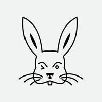 kanin linje sött huvud ansikte minimalistisk stil siluett logotyp design vektor