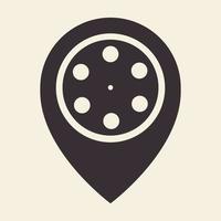 Kino Film Karte Pin Standort Logo Symbol Symbol Vektorgrafik Design vektor