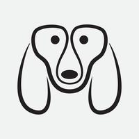 basset hound hund linje huvud ansikte logotyp design ikon maskot vektor