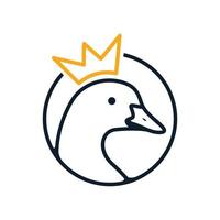 Gänse- oder Entenlinien-Kronen-Logo-Design vektor